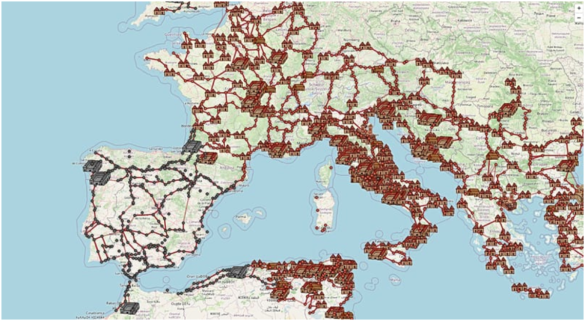 Dijital bir araç olan OmnesViae, kullanıcılarına Roma İmparatorluğu'nun yol ağında sanal olarak dolaşma ve tarihsel verilere dayanarak 2.000 yıl önceki şehirler arası yolculuğun sürelerini hesaplama imkanı sunuyor