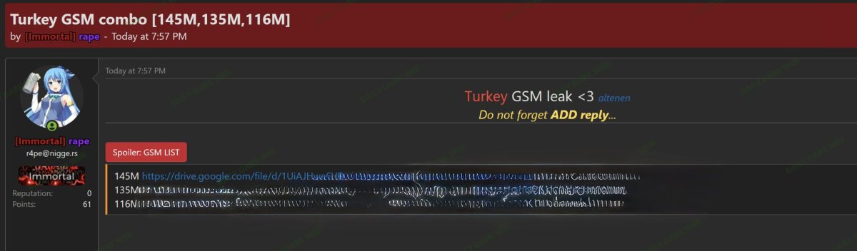 Türkiye’de GSM hizmetlerine abone olan bireylerin bilgileriyle ilgili ciddi bir veri sızıntısı iddia ediliyor