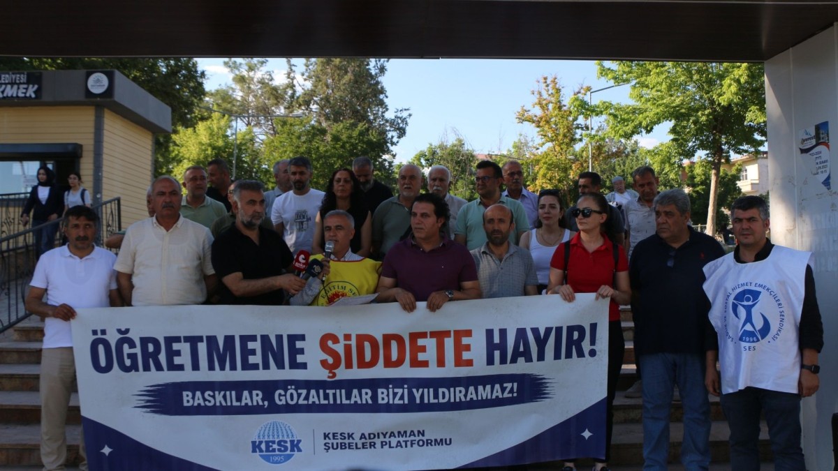 KESK Adıyaman Şubesi’nden öğretmenlere destek: ‘Hak arama mücadelesi gözaltılarla engellenemez’  - Videolu Haber